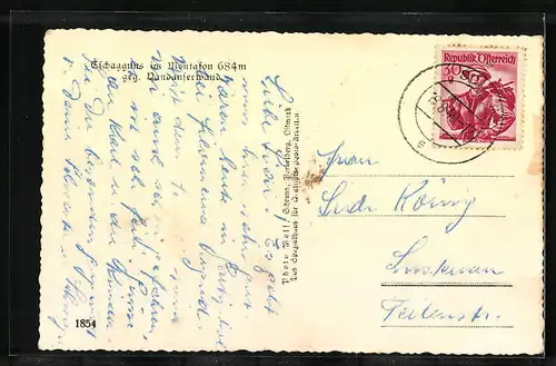 AK Tschagguns i. Montafon, Ortsansicht geg. Vandanserwand