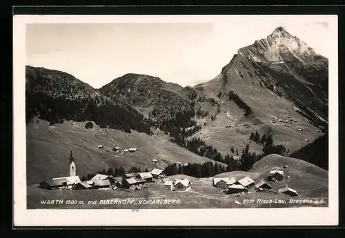 AK Warth, Ortsansicht mit Biberkopf