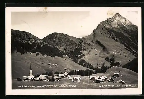 AK Warth, Ortsansicht mit Biberkopf