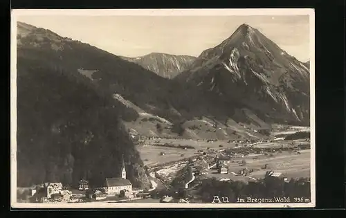 AK Au i. Bregenzerwald, Totalansicht mit Kirche