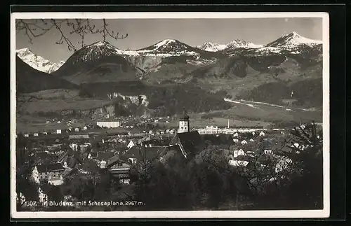 AK Bludenz, Teilansicht mit Kirche und Scesaplana