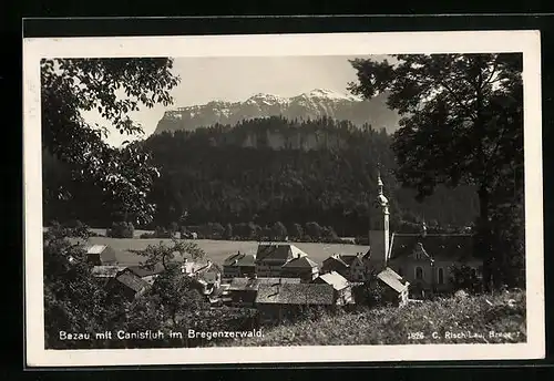 AK Bezau im Bregenzerwald, Teilansicht mit Kirche und Canisfluh