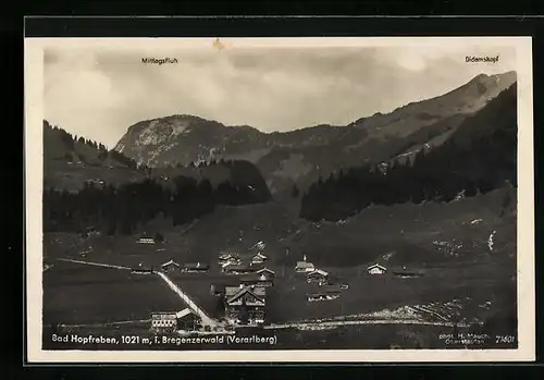 AK Bad Hopfreben i. Bregenzerwald, Ortspartie mit Mittagsfluh und Didamskopf