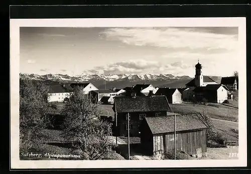 AK Sulzberg, Alpenpanorama mit Kirche