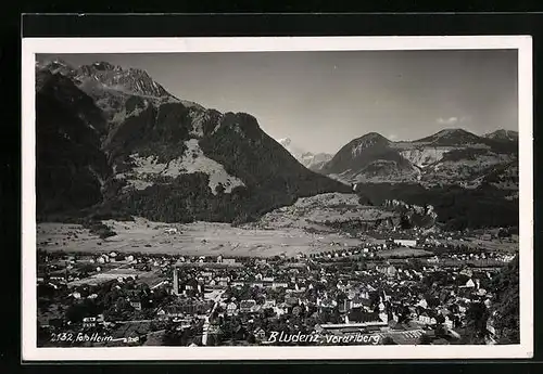 AK Bludenz, Teilansicht mit Bergen