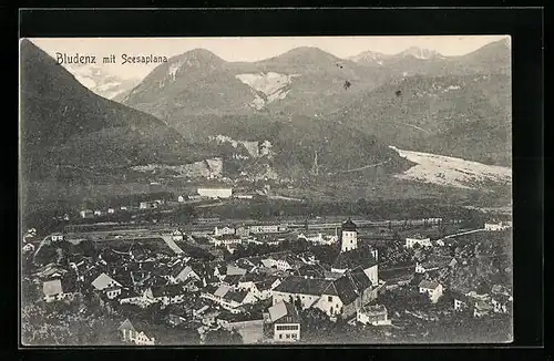 AK Bludenz, Teilansicht mit Kloster und Scesaplana