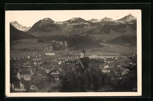 AK Bludenz, Ortsansicht mit Bergpanorama