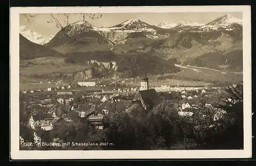 AK Bludenz, Ortsansicht mit Schesaplana