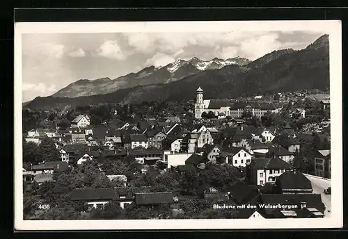 AK Bludenz, Ortsansicht mit den Walserbergen