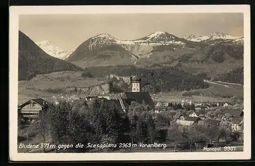 AK Bludenz, Ortsansicht gegen die Scesaplana