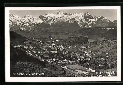 AK Feldkirch, Ortsansicht gegen Alvirgruppe