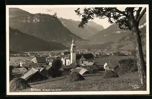 AK Bezau, Ortsansicht mit Kirche