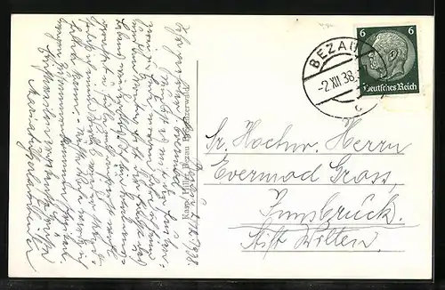 AK Bezau, Ortsansicht mit Kirche