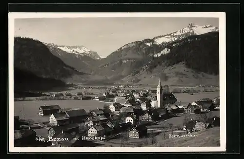 AK Bezau, Ortsansicht mit Hangkopf