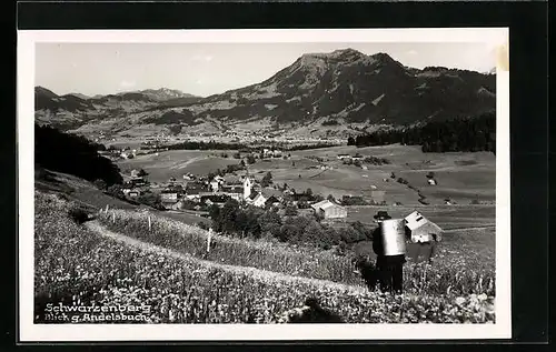 AK Schwarzenberg, Ortsansicht mit Blick gegen Andelsbuch