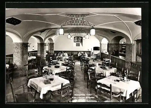 AK Bregenz, Innenansicht der Weinstube Kinz, Kinz-Keller