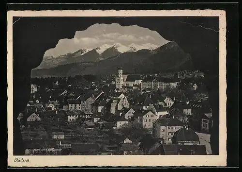 AK Bludenz, Ortsansicht gegen die Walserberge