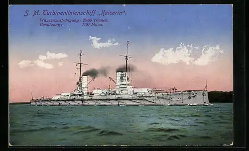 AK SM Turbinenlinienschiff Kaiserin im Abendrot