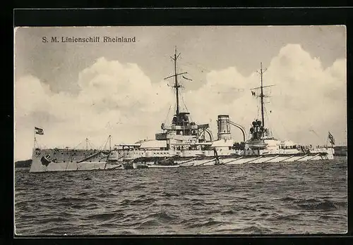 AK SM Linienschiff Rheinland auf Backbord