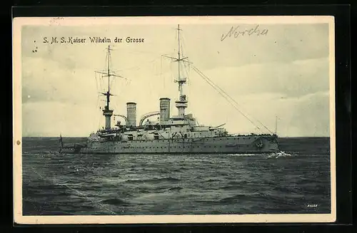 AK Kriegsschiff SMS Kaiser Wilhelm der Grosse auf hoher See