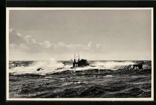 AK Dänisches U-Boot C1 Rota im Tauchgang