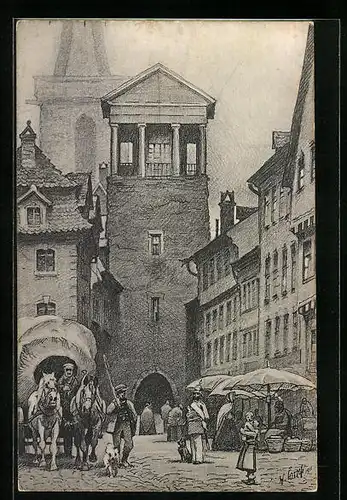 AK Erfurt, Blick auf die Kirche St. Benedikt