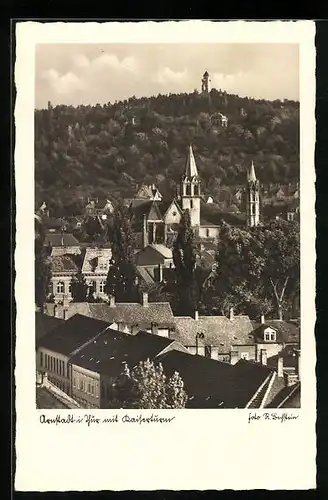AK Arnstadt i. Thür., Ortsansicht mit Kaiserturm