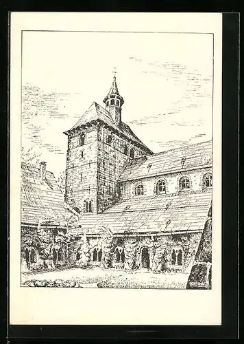 Künstler-AK Fischbeck, Stiftskirche St. Johannis