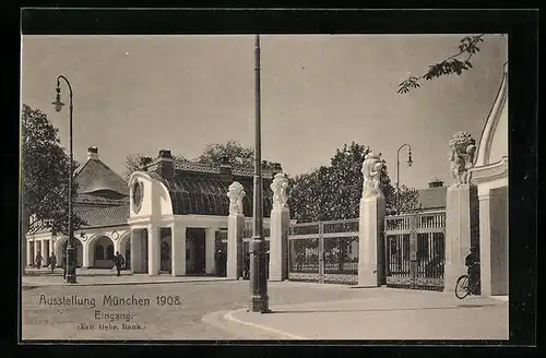 AK München, Ausstellung 1908, Eingang