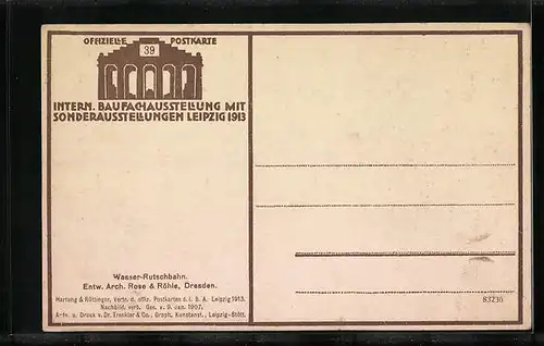 AK Leipzig, Intern. Baufachausstellung mit Sonderausstellungen 1913, Wasser-Rutschbahn