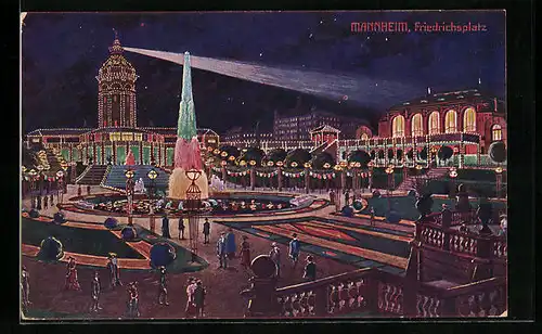 AK Mannheim, Jubiläums-Ausstellung 1907, Friedrichsplatz