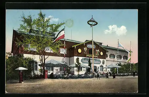 AK Leipzig, Intern. Baufachausstellung mit Sonderausstellungen 1913, Gebirgsrestaurant Oberbayern