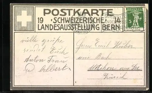 AK Bern, Schweizerische Landesausstellung 1914, Ansicht gegen Süden