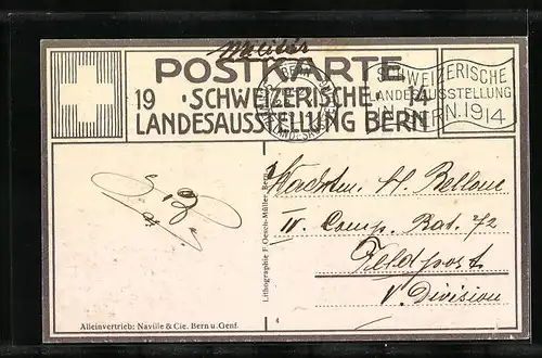 AK Bern, Schweizerische Landesausstellung 1914, Ansicht gegen Süden