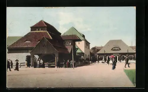 AK Leipzig, Weltausstellung für Buchgewerbe und Graphik 1914, Haynsburger Mühle und Café Papiermühle
