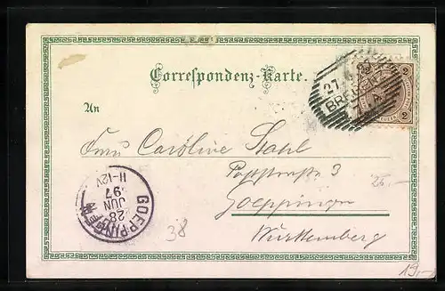 Lithographie Bregenz a. B., Kloster Riedenburg, Hotel Pfänder, Plateau v. Gebhardsberg, Totalansicht