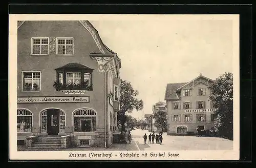 AK Lustenau, Kirchplatz mit Gasthof zur Sonne