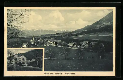 AK Schnifis, Gasthaus zum Jagdberg, Totalansicht