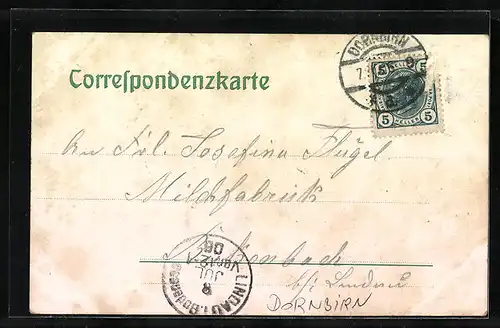 AK Dornbirn, Gasthaus Gütle mit Springbrunnen