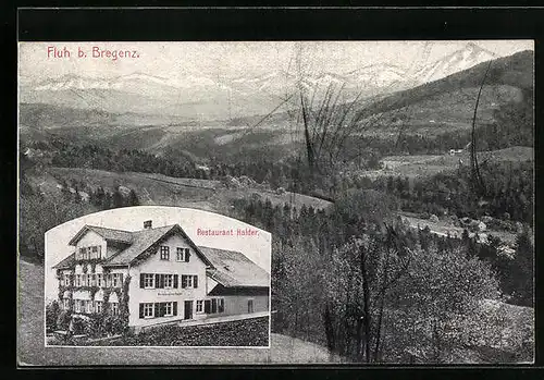 AK Fluh, Ortsansicht mit Restaurant Halder