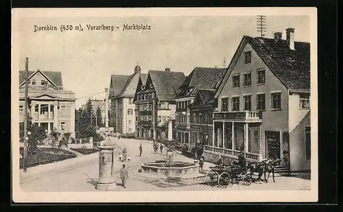 AK Dornbirn, Marktplatz mit Brunnen