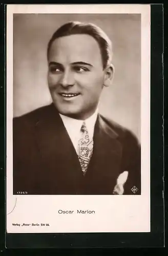 AK Schauspieler Oscar Marion mit verschmitztem Lächeln