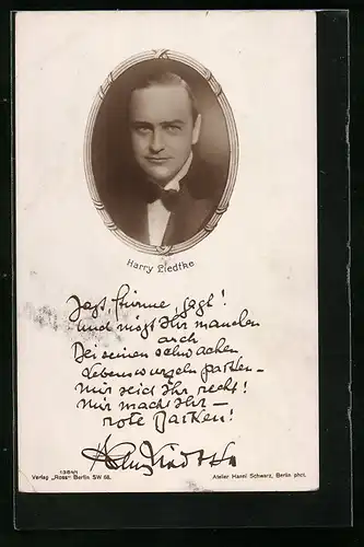 AK Schauspieler Harry Liedtke mit Fliege