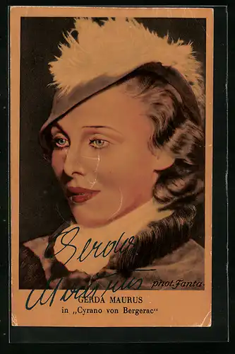 AK Schauspielerin Gerda Maurus mit Mantel und Hut