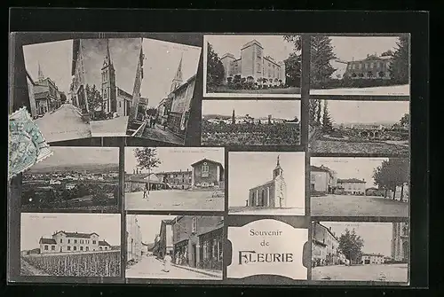 AK Fleurie, le Chateau du Grand Pré, l'Eglise, la Mairie