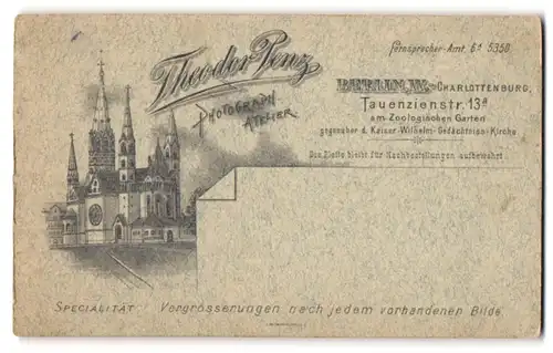Fotografie Theodor Penz, Berlin-Charlottenburg, Tauenzienstr. 13a, Kaiser-Wilhelm-Gedächtnis-Kirche