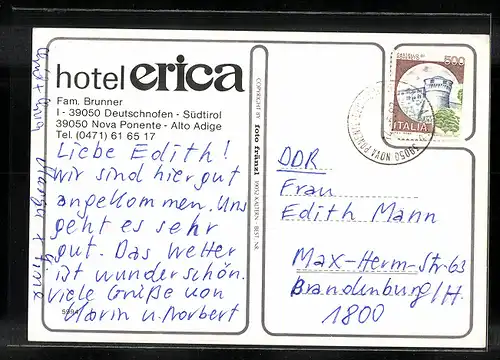 AK Deutschnofen, Hotel Erica