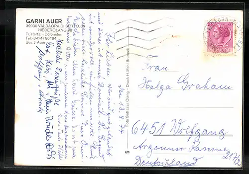 AK Niederolang /Pustertal, Pension Garni Auer