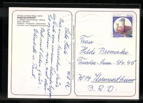 AK Geiselsberg in Olang /Pustertal, Gasthof Rubatscherhof, Innenansichten