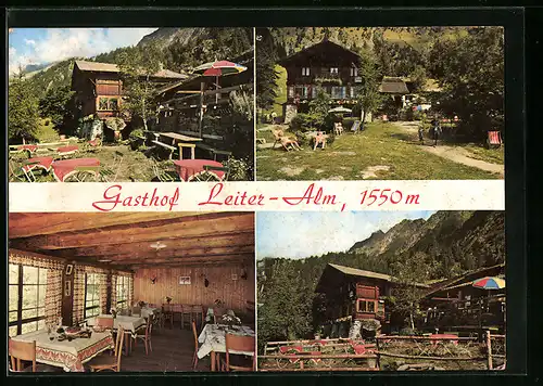 AK Algund bei Meran, Gasthof Leiteralm Vellau, Innenansicht, Garten